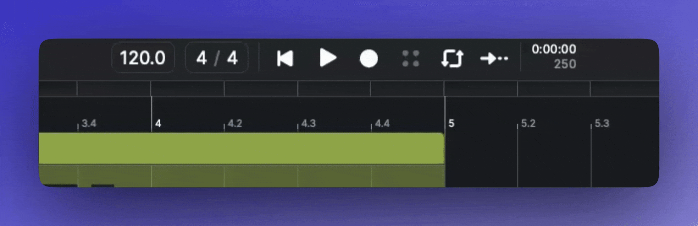 Adjusting tempo in ACE Studio transport.